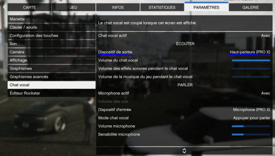 Active puis désactive « Chat vocal actif ».